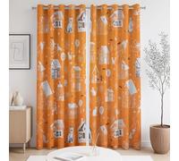 Générique Rideau Isolant Orange Blanc Rideaux Occultant Luminosité Halloween Motif Rideau Doux intimité Rideaux Chambre Idéal pour Chambre et Salon 135x245 CM (2 Panneaux)