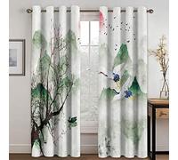 Générique Rideau Isolant Thermique, Rideaux À Œillets Green Mountains pour Salon Grues Volantes Rideaux Insonorisants Doux Isolants Thermiques Efficacité Énergétique Occultants pour Chambre