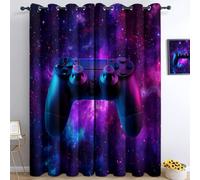 Générique Rideau Occultant 2 Panneaux 91.5 x 214 cm, Manettes De Jeu dans l'espace 3D Impression Rideaux De Fenêtre D'effet Thermique Insonorisation Salon Chambre Enfant Fenêtre Décoration, Violet