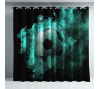Générique Rideau Occultant 2 Pièces Rideau À Œillets Tenture en Tissu Haute Densité 132 x 137 CM - Les Objets De Décoration pour Salon Et Chambre Ardent Sport Football Bleu