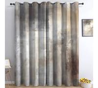 Générique Rideau Occultant 3D Impression Salon 140 x 175 cm Abstrait Nostalgique Rétro Thermique Anti Froid Polyester Décoration Chambre Rideau Isolant Phonique pour Chambre Enfant, 2 Panneaux, Beige