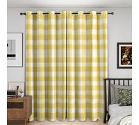 Générique Rideau Occultant à Carreaux Jaune, Lot de 2 Rideaux Occultant Thermique Isolant à Oeillets, Motif Tartan, Decoration Chambre Salon Fenetre, 140 L x 200 H Rc2341