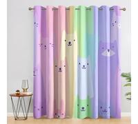 Générique Rideau Occultant Animaux Mignon 2 Pièces, L 75 x H 166 - Rideaux Fenetre Imprimé Rêveur Coloré Rayé Decoration Chambre, Salon, Draperies Intérieurs à Oeillets CV&46