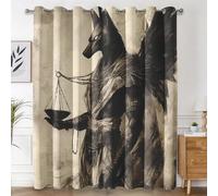 Générique Rideau Occultant Anubis, Rideaux Mythologie Égyptienne, Rideau Thermique Anti Froid pour Salon Chambre Decoration, Lot de 2 Draperies Intérieur 140x200 cm PW&19
