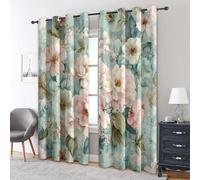 Générique Rideau Occultant Aquarelle Florale 2 Pièces, L 75 x H 166 - Rideaux Fenetre Imprimé Vintage Feuille Rose Fleur Decoration Chambre, Salon, Draperies Intérieurs à Oeillets LK38