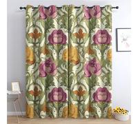 Générique Rideau Occultant Art Nouveau, Rideaux Motif Floral Vintage, Rideau Thermique Isolant à Oeillets, Rideaux Fenetre Imprimé pour Salon Chambre Décoration, Lot de 2, 140x240 cm BAhz188