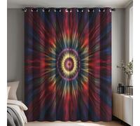 Générique Rideau Occultant Art Psychédélique, Decoration Chambre Salon, Rideaux Imprimé Motif Illusion d'Optique, Lot de 2 Rideaux Thermiques à Oeillets, 140x200 cm (LxH)