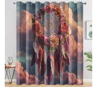 Générique Rideau Occultant Attrape-Rêves, Rideaux Motif Fleur Coloré, Lot de 2 Rideau et Draperies Intérieurs à Oeillets, Rideaux pour Cuisine Chambre Salon, 140x220 cm (LxH) B-D65