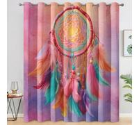 Générique Rideau Occultant Attrape-Rêves, Rideaux Motif Plumes Coloré, Lot de 2 Rideau et Draperies Intérieurs à Oeillets, Rideaux pour Cuisine Chambre Salon, 140x260 cm (LxH) B-D65