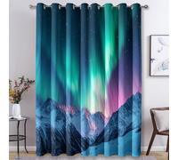 Générique Rideau Occultant Aurore Boréale, Rideaux et Draperies Intérieurs Paysage Naturel Lot de 2, Rideau Salon Chambre Fenetre à Oeillets, L 117 x H 183 cm D&P21