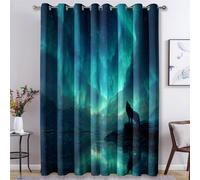 Générique Rideau Occultant Aurores Boréales, Rideaux Motif Hurlement du Loup, Lot de 2 Rideau et Draperies Intérieurs à Oeillets, Rideaux pour Cuisine Chambre Salon, 140x220 cm (LxH) K-J36