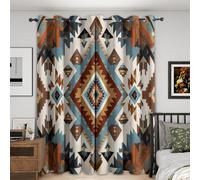 Générique Rideau Occultant Aztèque, Lot de 2 Rideaux Occultant Thermique Isolant à Oeillets, Motif Amérindien Sud-Ouest Tribal, Decoration Chambre Salon Fenetre, 75 L x 166 H (G-719)