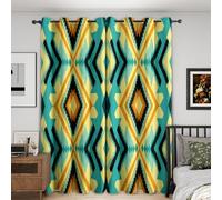 Générique Rideau Occultant Aztèque, Lot de 2 Rideaux Occultant Thermique Isolant à Oeillets, Motif Sud-Ouest Tribal Géométrique, Decoration Chambre Salon Fenetre, 140 L x 160 H (G-731)