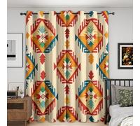 Générique Rideau Occultant Aztèque, Lot de 2 Rideaux Occultant Thermique Isolant à Oeillets, Motif Sud-Ouest Tribal Amérindien, Decoration Chambre Salon Fenetre, 75 L x 166 H (G-737)