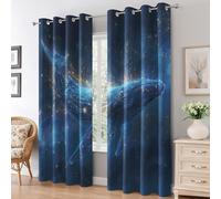 Générique Rideau Occultant Baleine Imaginaire, Rideaux Motif Constellation et Ciel Étoilé pour Decoration Salon Chambre Fenetre, Draperies Intérieurs à Oeillets Lot de 2, L 117 x H 137 cm K16