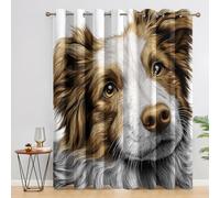 Générique Rideau Occultant Berger Australien, Rideaux et Draperies Intérieurs Portrait de Chien Lot de 2, Rideau Salon Chambre Fenetre à Oeillets, L 140 x H 260 cm D&P16