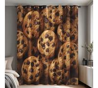 Générique Rideau Occultant Biscuits aux Pépites de Chocolat, Decoration Chambre Salon, Rideaux Imprimé Motif Dessert Biscuits, Lot de 2 Rideaux Thermiques à Oeillets, 140x220 cm (LxH)