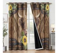 Générique Rideau Occultant Bovin des Highlands Salon, Rideaux Thermiques à Oeillets, Animaux Rustique Tournesol Decoration Chambre Fenetre, Lot de 2 Draperies Intérieurs 140x180 cm (L x H) Q-D30