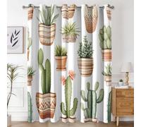 Générique Rideau Occultant Cactus, Rideaux Plantes Succulentes Plante pour Salon et Chambre, Rideau Occultant Thermiques avec Oeillets, 2 Pièces 110X215 cm (LXH) X&-21