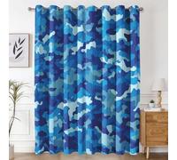 Générique Rideau Occultant Camouflage Bleu, Rideaux Motif Camou pour Decoration Salon Chambre Fenetre, Draperies Intérieurs à Oeillets Lot de 2, L 140 x H 200 cm s73