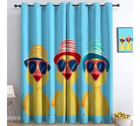 Générique Rideau Occultant Canard Mignon De Dessin Animé L117 x H138 cm Rideaux Occultants Opaque imprimés 3D, Rideaux Oeillets Isolant Thermiques Chambre Salon Cuisine, Lot de 2