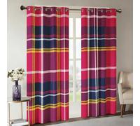 Générique Rideau Occultant Carreaux Tartan Classique Salon, Rideaux Thermiques à Oeillets, Carreaux Rose Bleu Decoration Chambre Fenetre, Lot de 2 Draperies Intérieurs 75x166 cm (L x H) Q-D41