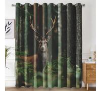 Générique Rideau Occultant Cerf, Rideaux Faune Sauvage Forêt Botanique, Rideau Thermique Anti Froid pour Salon Chambre Decoration, Lot de 2 Draperies Intérieur 75x166 cm PW&4