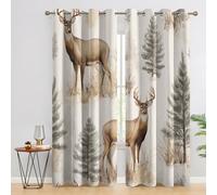 Générique Rideau Occultant Cerf, Rideaux Thermiques Motif Chasse Faune Animaux Sauvages pour Decoration Salon Chambre, Lot de 2 Draperies Intérieurs à Oeillets, 140x260 (LxH) D&2615
