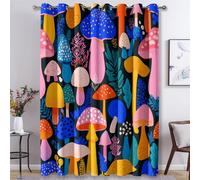 Générique Rideau Occultant Champignon Magique, Rideaux et Draperies Intérieurs Botanique Fantastique Lot de 2, Rideau Salon Chambre Fenetre à Oeillets, L 140 x H 220 cm D&P21