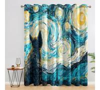 Générique Rideau Occultant Chat, Rideaux et Draperies Intérieurs Nuit Étoilée Lot de 2, Rideau Salon Chambre Fenetre à Oeillets, L 140 x H 160 cm D&P13