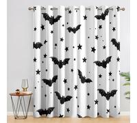Générique Rideau Occultant Chauve-Souris Étoile, Lot de 2 Rideaux Occultant Thermique Isolant à Oeillets, Motif Enfant Garçon Halloween, Decoration Chambre Salon Fenetre, 117 L x 137 H (D29-L)