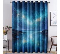 Générique Rideau Occultant Ciel Étoilé, Rideaux Peinture à l'huile Bleu pour Salon et Chambre, Rideau Occultant Thermiques avec Oeillets, 2 Pièces 140X160 cm (LXH) X&-50