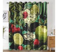 Générique Rideau Occultant Cocktail Salon, Rideaux Thermiques à Oeillets, Citron Vert Tropical Decoration Chambre Fenetre, Lot de 2 Draperies Intérieurs 140x240 cm (L x H) L-C&31