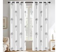 Générique Rideau Occultant Cocotiers Chambre, Rideaux Jungle Plantes Tropicales Salon, Thermique à Oeillets Fenêtre Decoration, Opaque Draperies 2 Pièces, 140 x 180 cm (L x H) E-D43