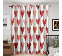 Générique Rideau Occultant Coeur Rouge, Lot de 2 Rideaux Occultant Thermique Isolant à Oeillets, Motif Saint-Valentin, Decoration Chambre Salon Fenetre, 110 L x 215 H (G-316)