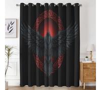 Générique Rideau Occultant Corbeau Viking, Rideaux Motif Corbeau Nœud Celtique pour Decoration Salon Chambre Fenetre, Draperies Intérieurs à Oeillets Lot de 2, L 140 x H 200 cm s73