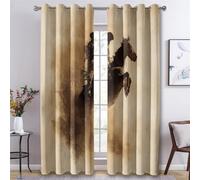 Générique Rideau Occultant Cowboy Western, Rideaux Motif Far West, Lot de 2 Rideau et Draperies Intérieurs à Oeillets, Rideaux pour Cuisine Chambre Salon, 140x200 cm (LxH) K-J34