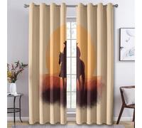 Générique Rideau Occultant Cowboy Western, Rideaux Motif Far West, Lot de 2 Rideau et Draperies Intérieurs à Oeillets, Rideaux pour Cuisine Chambre Salon, 140x240 cm (LxH) K-J37