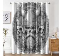 Générique Rideau Occultant Crâne Viking, Rideaux et Draperies Intérieurs Mythologie Nordique Lot de 2, Rideau Salon Chambre Fenetre à Oeillets, L 140 x H 260 cm D&P17