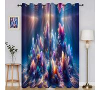 Générique Rideau Occultant Cristal Bleu-Violet Thermique à Oeillets Rideaux Paysages Lacustres Fenetre pour Salon/Chambre, Isolation Lumière & Économie d’Énergie, Lot de 2 (117x137 cm) SA1171