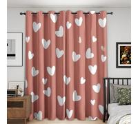 Générique Rideau Occultant Cœur, Lot de 2 Rideaux Occultant Thermique Isolant à Oeillets, Motif Saint-Valentin Rose, Decoration Chambre Salon Fenetre, 117 L x 137 H (G-324)