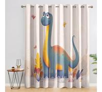 Générique Rideau Occultant Dinosaure de Dessin Animé 2 Pièces, L 140 x H 260 - Rideaux Fenetre Imprimé Animal Mignon Decoration Chambre, Salon, Draperies Intérieurs à Oeillets H&F112