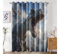 Générique Rideau Occultant Dinosaure, Rideaux et Draperies Intérieurs Faune Lot de 2, Rideau Salon Chambre Fenetre à Oeillets, L 140 x H 180 cm D&P33