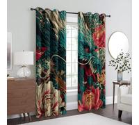 Générique Rideau Occultant Dragon Chinois, Rideaux Thermiques, Motif Animaux Fantasy Asiatique, Decoration Maison, Tenture à Oeillets pour Salon Chambre Fenetre, L 110 x H 215, 2 Pièces - E335