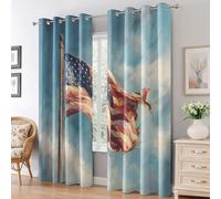 Générique Rideau Occultant Drapeau Américain, Rideaux Drapeau USA, Rideau Thermique Anti Froid pour Salon Chambre Decoration, Lot de 2 Draperies Intérieur 140x160 cm PW&36