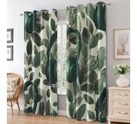 Générique Rideau Occultant Écouteurs, Rideaux Feuille Vert pour Salon et Chambre, Rideau Occultant Thermiques avec Oeillets, 2 Pièces 117X183 cm (LXH) X&-114