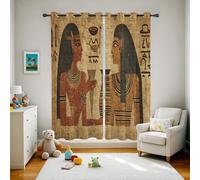 Générique Rideau Occultant Égypte Antique, Motif Pharaon Égyptien, Rideaux Thermiques à Oeillets pour Chambre Salon, Vintage Rétro Lot de 2 Décoration de Fenêtre 140x200 (LxH)