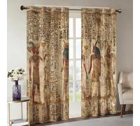 Générique Rideau Occultant Égypte Antique, Rideaux Thermiques à Oeillets pour Salon et Chambre, Motif Mythologie du Pharaon Hiéroglyphes Decoration Maison, L 140 X H 160, 2 Pièces Q-D37