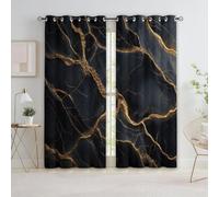 Générique Rideau Occultant Élégant Art Architecture Marbre, Lot de 2 Rideaux Thermique Isolant à Oeillets 75 X 166 cm (L x H), Drapés Noir pour fenêtre de Chambre à Coucher Salon Decoration
