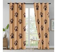 Générique Rideau Occultant Empreinte de Patte Mignon, Rideaux Motif Patte de Chien, Lot de 2 Rideau et Draperies Intérieurs à Oeillets, Rideaux pour Cuisine Chambre Salon, 140x200 cm (LxH) B-D134